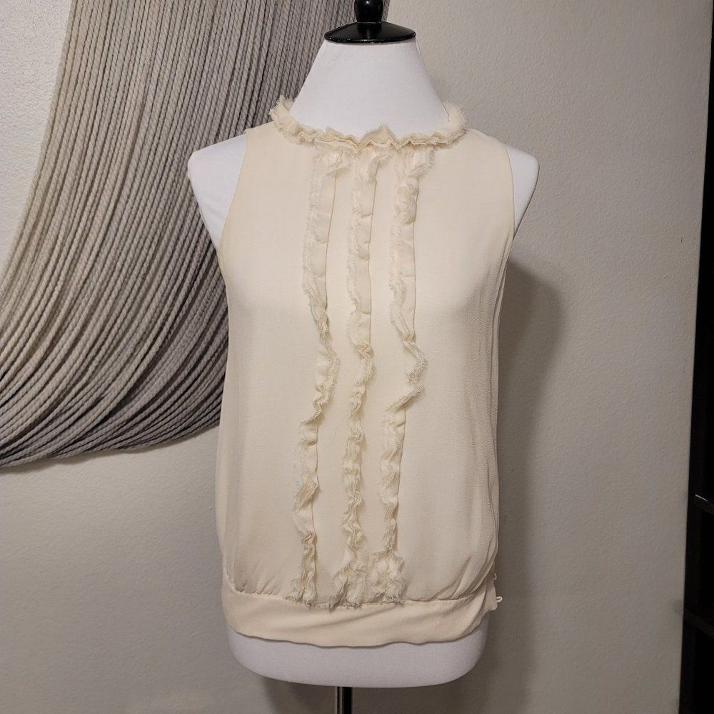 Rene Lezard Silk Ruffle Tank Top Sz 34